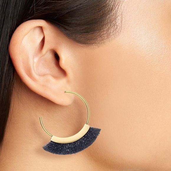 Madewell Jewelry - Madewell Fringe Hoop Earrings in Navy Blue NWT